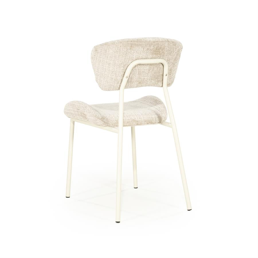 Eetkamerstoel Dare By-Boo zonder armleuning - Stof drift taupe + taupe poten