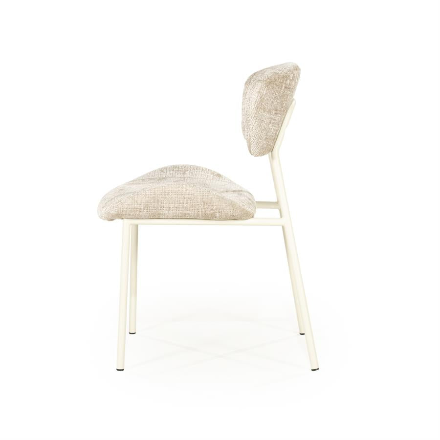 Eetkamerstoel Dare By-Boo zonder armleuning - Stof drift taupe + taupe poten