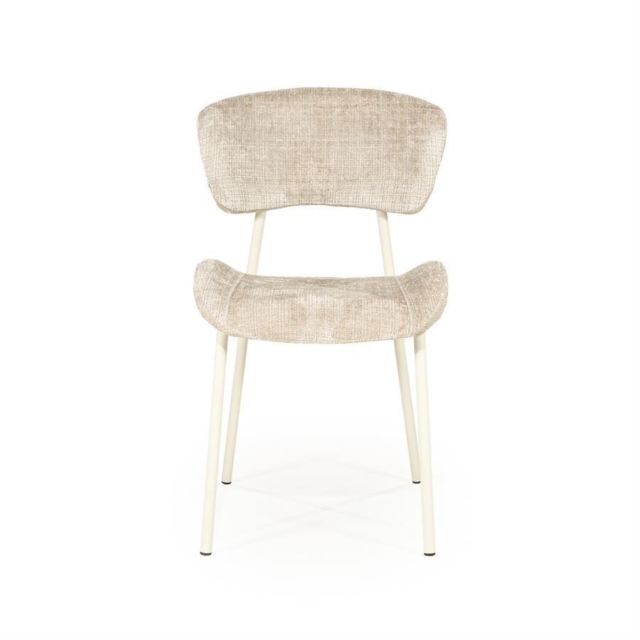 Eetkamerstoel Dare By-Boo zonder armleuning - Stof drift taupe + taupe poten
