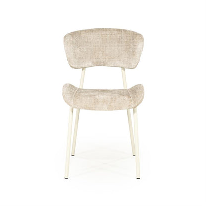 Eetkamerstoel Dare By-Boo zonder armleuning - Stof drift taupe + taupe poten
