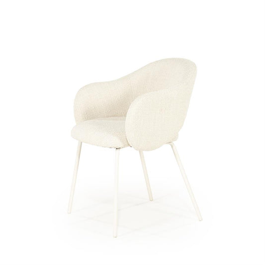 Eetkamerstoel Story By-Boo met armleuning - Stof tofa beige lichte poten