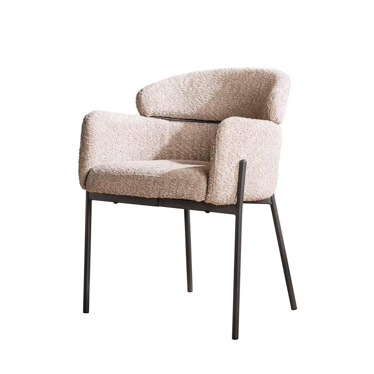 Armstoel Curva ronde rug - Bouclé zand