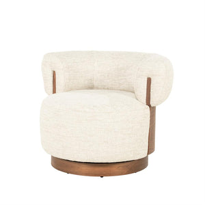 Fauteuil Nila Eleonora bruin hout  - Vanu stof beige