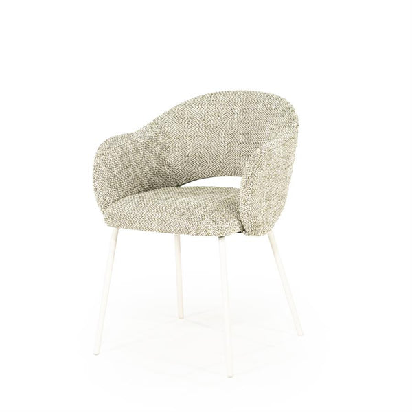 Eetkamerstoel Story By-Boo met armleuning - Stof tofa groen lichte poten