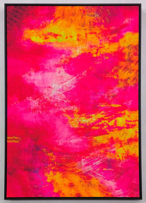 Canvas schilderij Handgeschilderd met lijst  'Pink Power' 80x120 cm