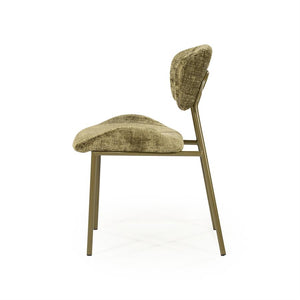 Eetkamerstoel Dare By-Boo zonder armleuning - Stof drift groen + groene poten