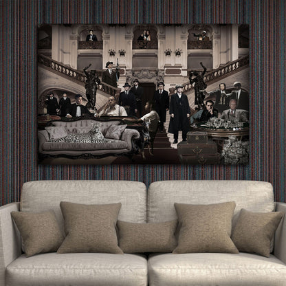 Glasschilderij Mafia zwart/wit 120x80cm  (Magazijn sale)