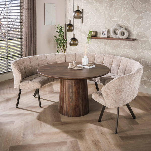 Eetkamerbank Raster rond 3-delig / Hoven zand-bruin