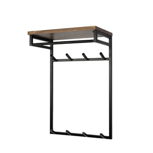 Kapstok Custom hoog roede en hoedenplank 2x4 haken / Massief acacia bruin
