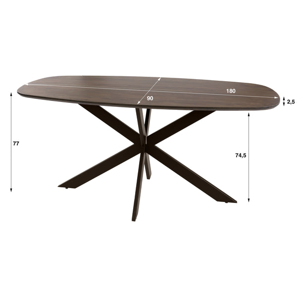Eettafel Arhus Solid deens ovaal 180cm / Massief acacia bruin