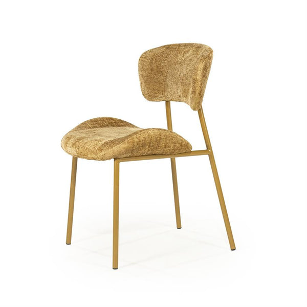 Eetkamerstoel Dare By-Boo zonder armleuning - Stof drift mosterd + mosterd kleur poten