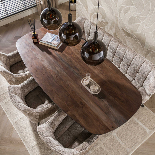 Eettafel Arhus Solid deens ovaal 215cm / Massief acacia bruin