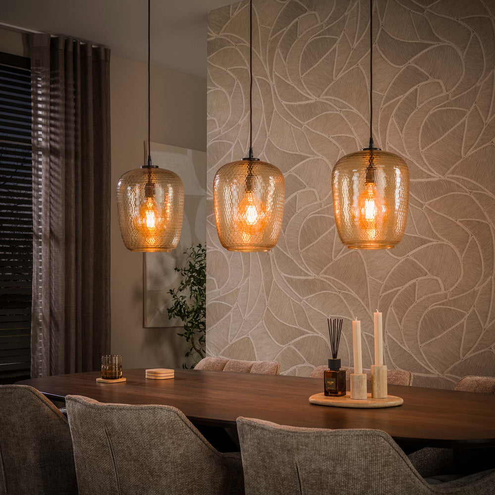 Hanglamp Python 3-lichts / Amber glas