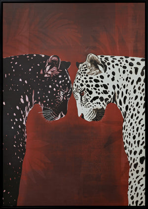Canvas schilderij Handgeschilderd met lijst   'Panters' 80x120 cm