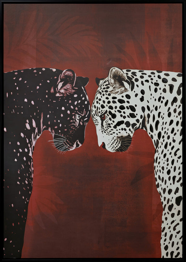 Canvas schilderij Handgeschilderd met lijst   'Panters' 80x120 cm