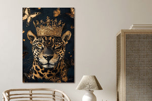 Glasschilderij  Panter met kroon 160x110 cm