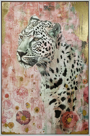 Canvas schilderij Handgeschilderd met lijst  'Panter' 80x120 cm