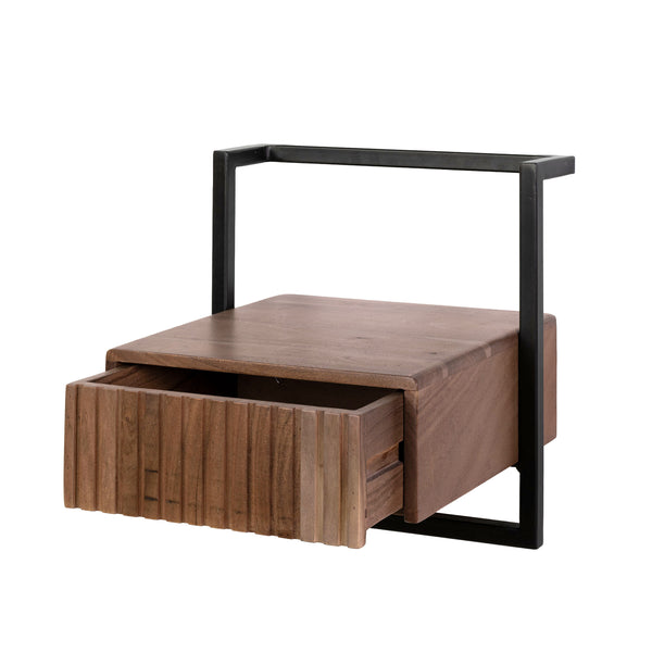 Nachtkastje Carve Air 1 lade / Massief acacia bruin