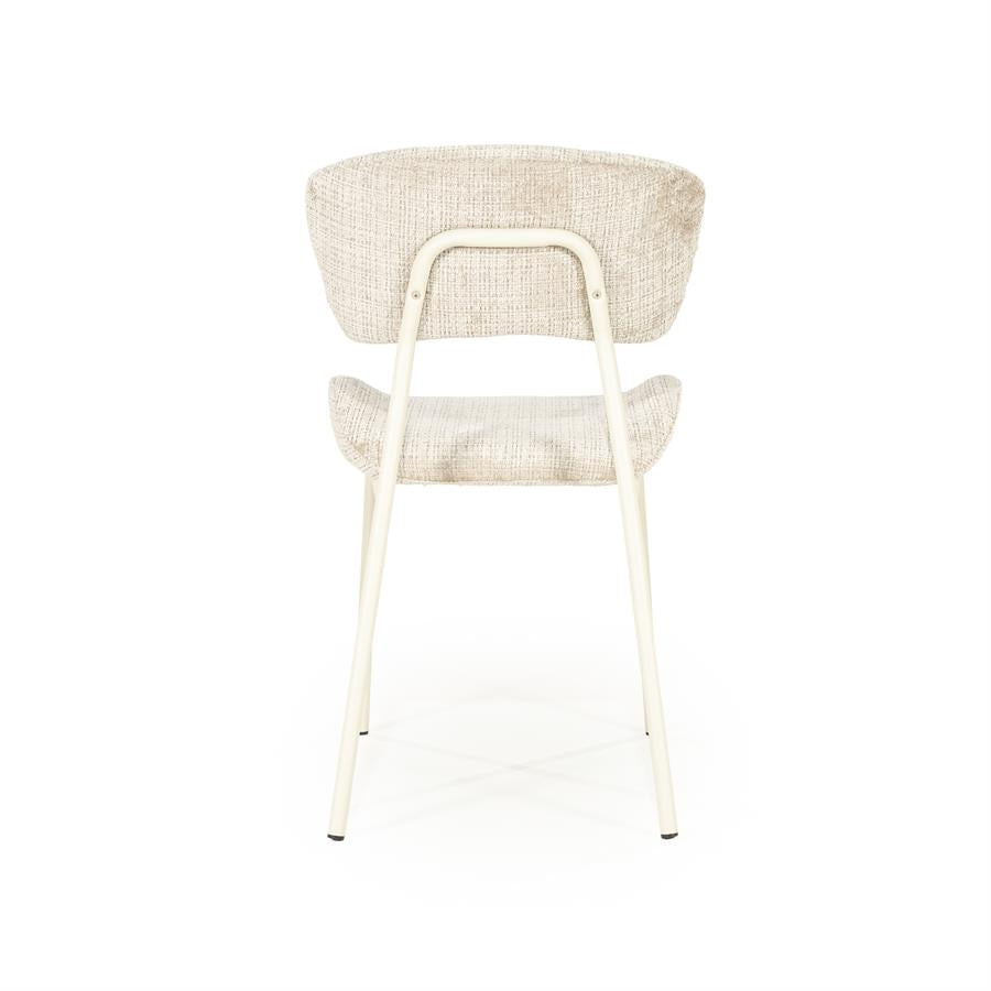 Eetkamerstoel Dare By-Boo zonder armleuning - Stof drift taupe + taupe poten