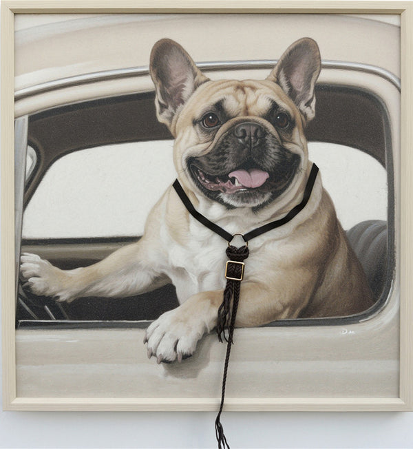 Aaibaar canvas schilderij met lijst & versiering  Franse bulldog 60x60 cm