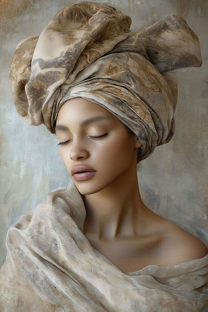 Glasschilderij Vrouw in wit doek 80x120 cm