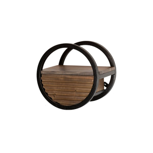 Wandschap set 3 stuks Circular 1 lade Ø30,40 &50 cm / Massief acacia bruin