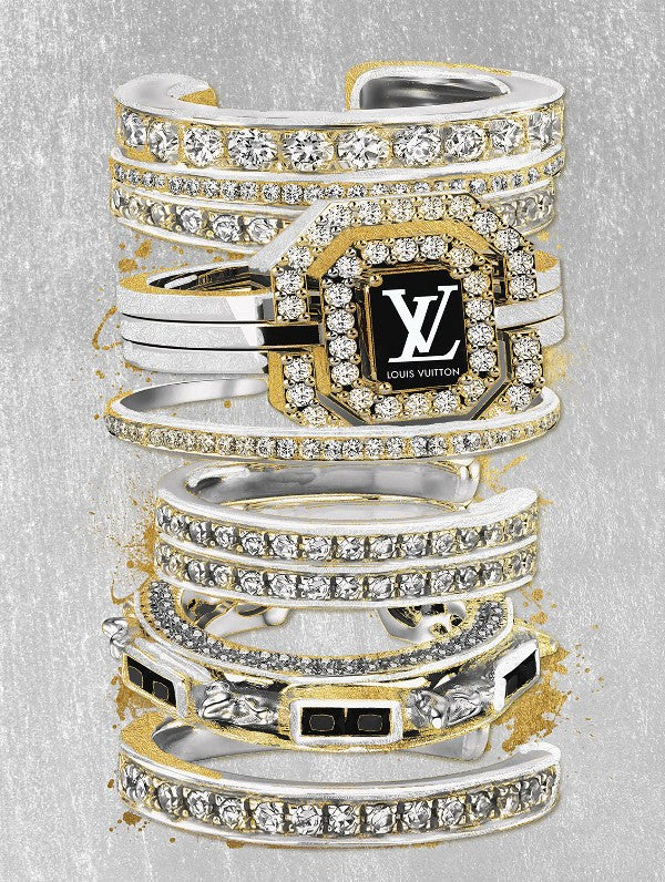 Glasschilderij met goudfolie  Fashion armbanden 60x80 cm