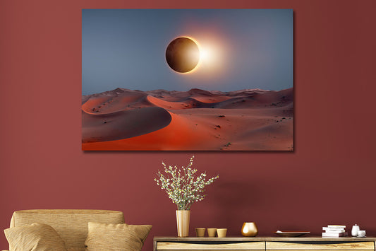 Glasschilderij Woestijn in de nacht 120x80 cm  (Magazijn sale)