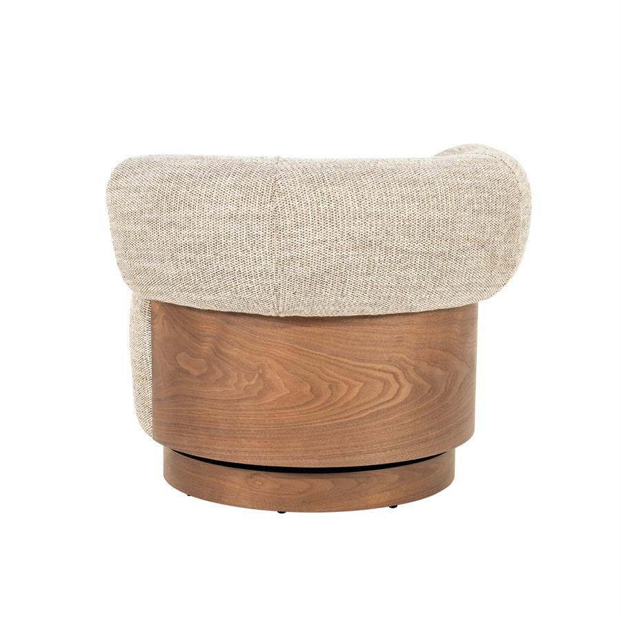 Fauteuil Nila Eleonora bruin hout  - Vanu stof taupe