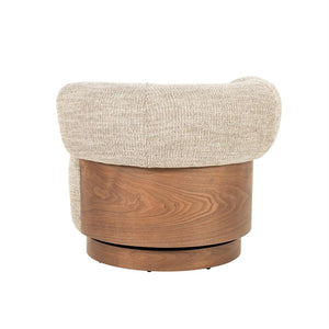 Fauteuil Nila Eleonora bruin hout  - Vanu stof taupe