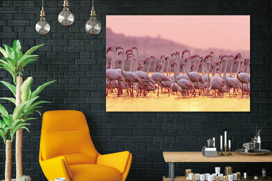 Glasschilderij Flamingo's 120x80cm van Ter Halle, foto 2