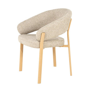 Eetkamerstoel Sedia By-Boo met armleuning - Naturel stof