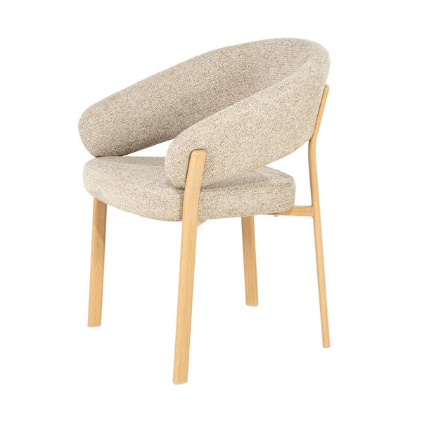 Eetkamerstoel Sedia By-Boo met armleuning - Naturel stof