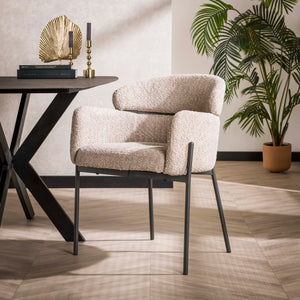 Armstoel Curva ronde rug - Bouclé zand