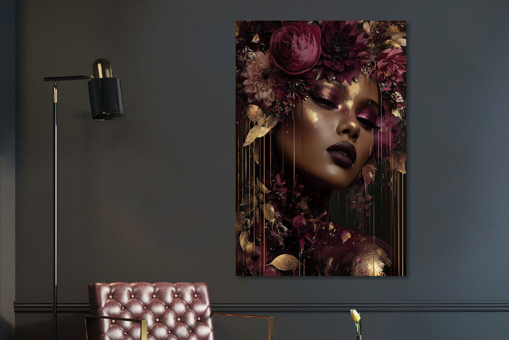 Glasschilderij Gouden vrouw links 80x120 cm