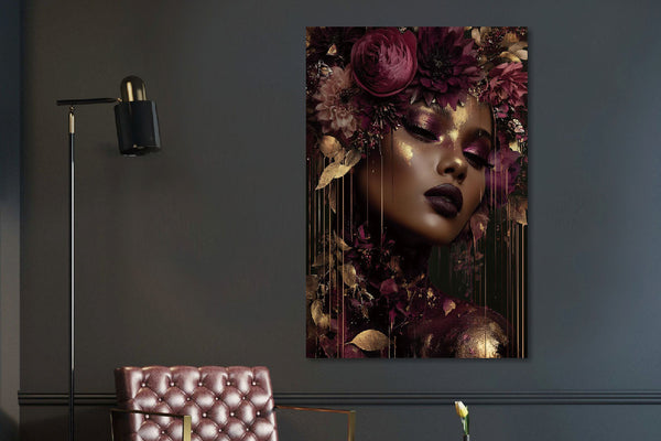 Glasschilderij Gouden vrouw links 80x120 cm