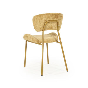 Eetkamerstoel Dare By-Boo zonder armleuning - Stof drift mosterd + mosterd kleur poten