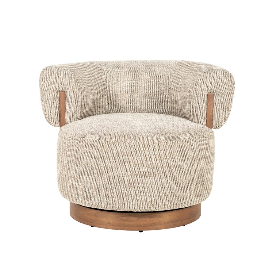 Fauteuil Nila Eleonora bruin hout  - Vanu stof taupe