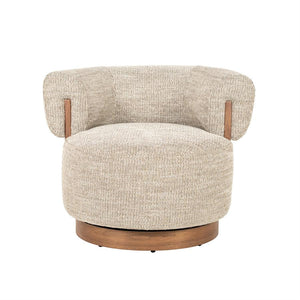 Fauteuil Nila Eleonora bruin hout  - Vanu stof taupe