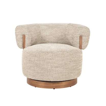 Fauteuil Nila Eleonora bruin hout  - Vanu stof taupe