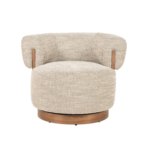 Fauteuil Nila Eleonora bruin hout  - Vanu stof taupe