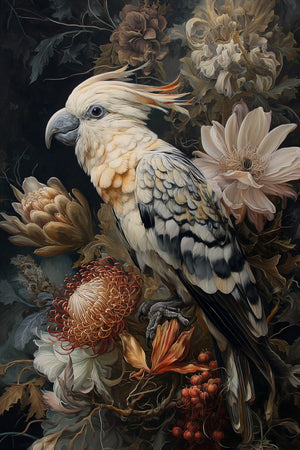 Glasschilderij Witte kaketoe 80x120cm