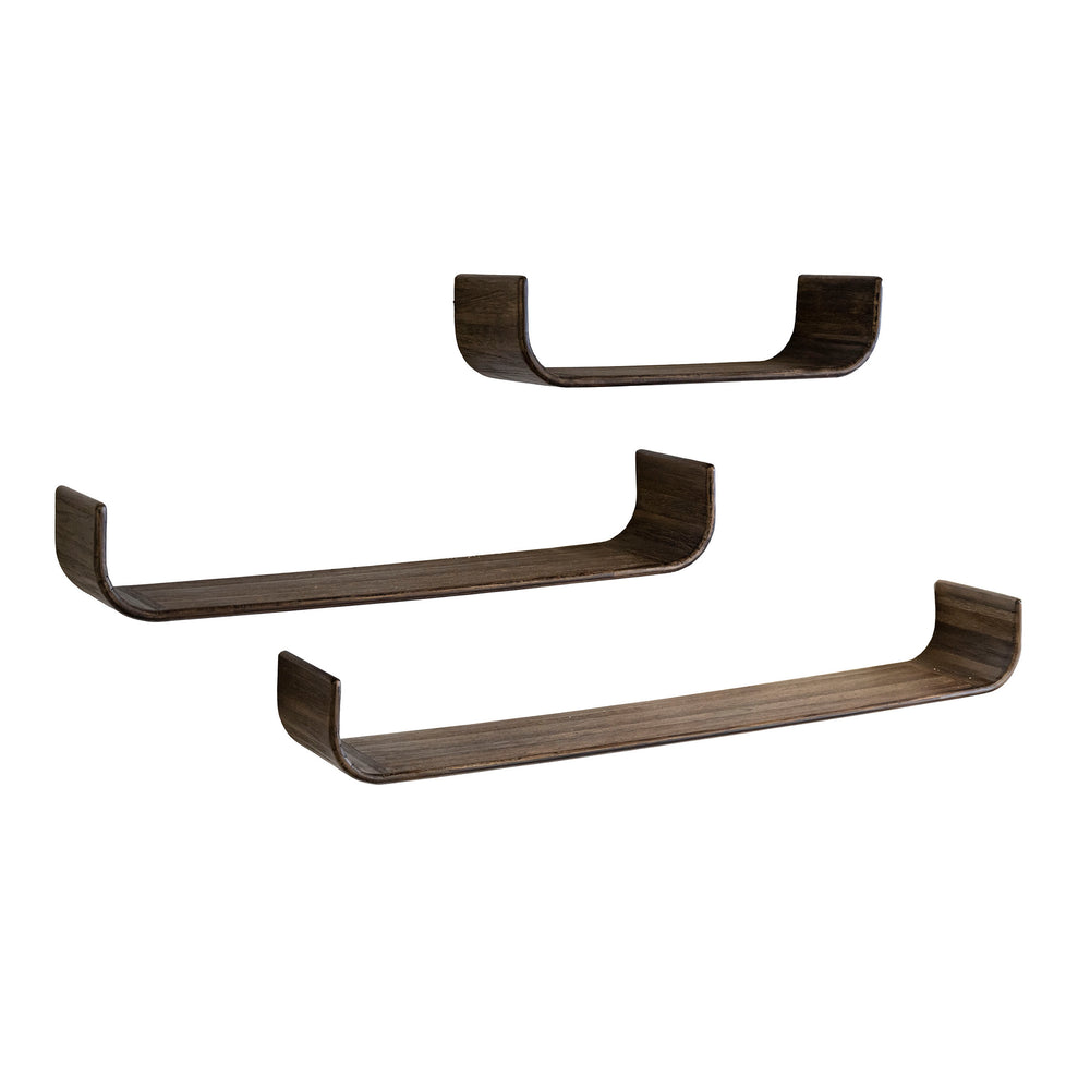 Wandplank Caro U-shape set van 3 / Massief teak espresso