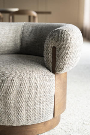Fauteuil Nila Eleonora bruin hout  - Vanu stof taupe