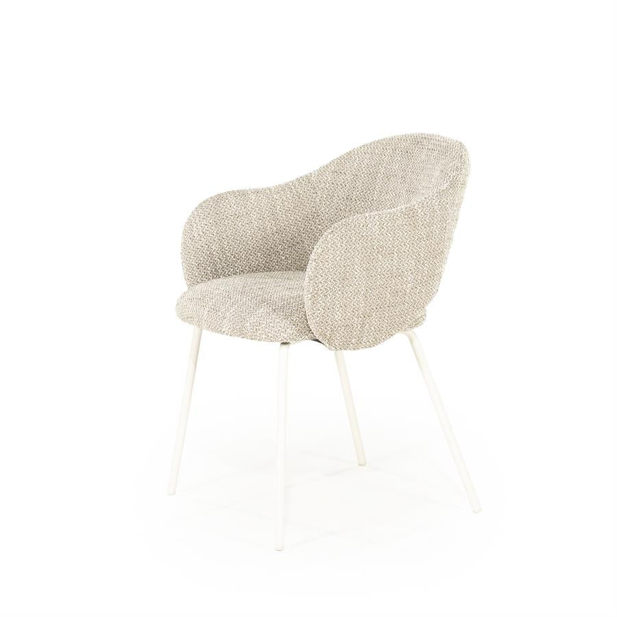 Eetkamerstoel Story By-Boo met armleuning - Stof tofa taupe lichte poten