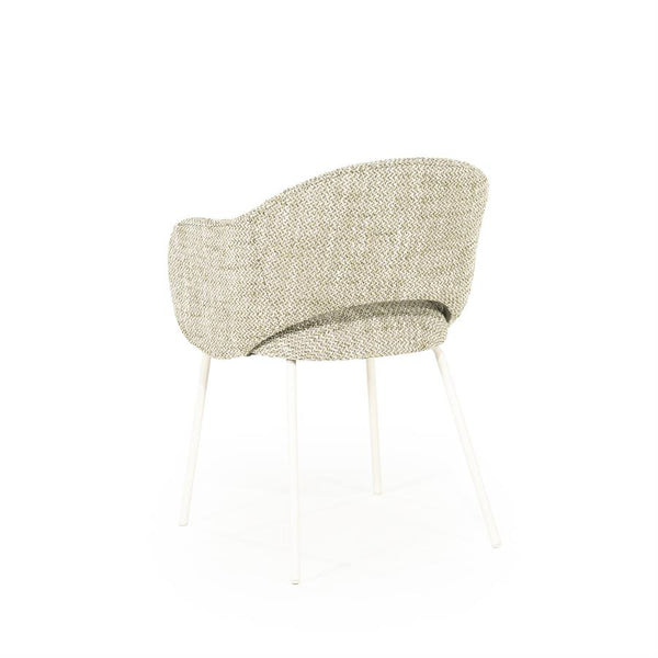 Eetkamerstoel Story By-Boo met armleuning - Stof tofa groen lichte poten