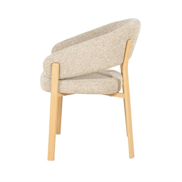 Eetkamerstoel Sedia By-Boo met armleuning - Naturel stof