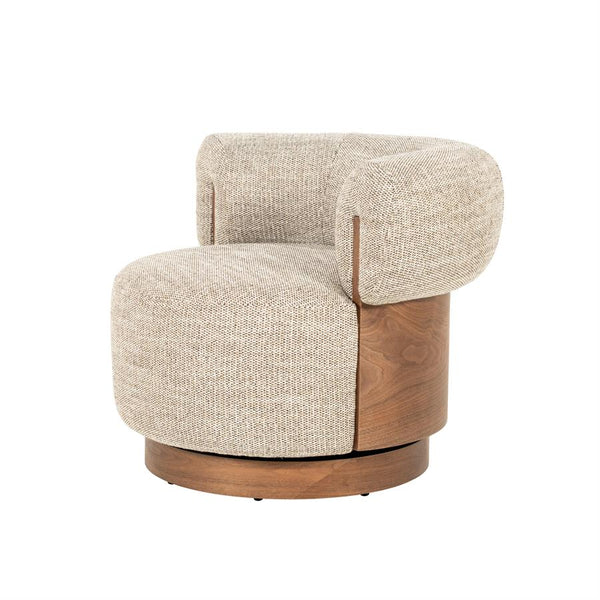 Fauteuil Nila Eleonora bruin hout  - Vanu stof taupe