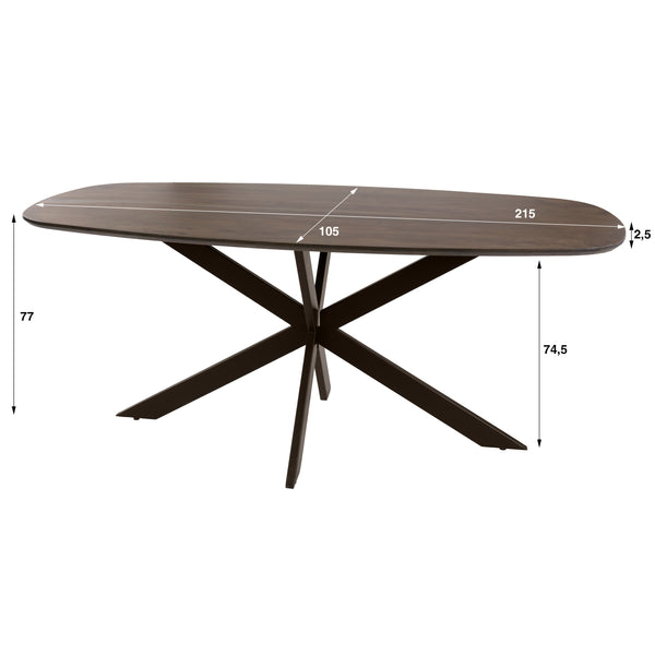 Eettafel Arhus Solid deens ovaal 215cm / Massief acacia bruin