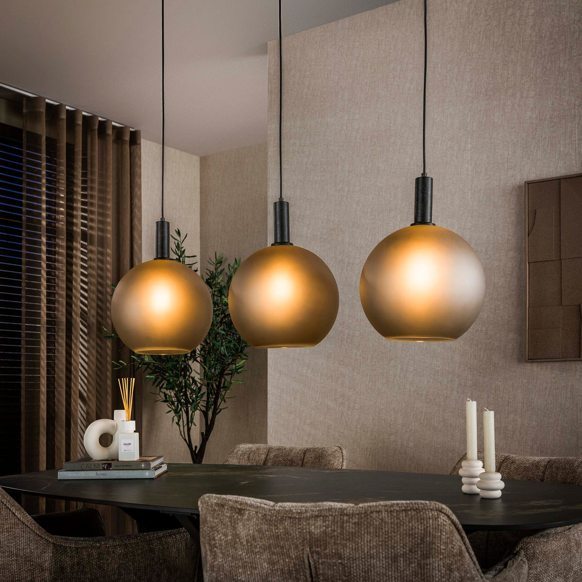 Hanglamp Bubble Frosted 3-lichts / Frosted grijs van Idéco Design